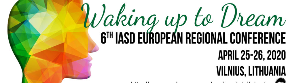 Waking up to Dream conference poster, colorful head